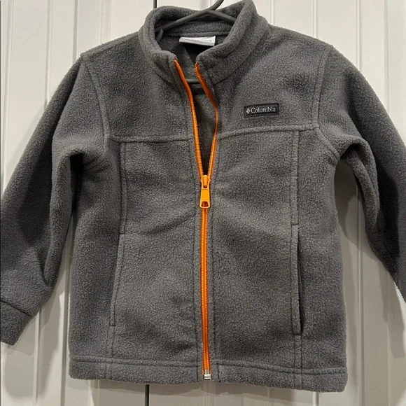 Columbia Charcoal Fleece Jacket with Bright Orange Zipper - Picture 2 of 7